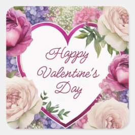 Adesivo Quadrado Rosas e Hydrangeas Dia de os namorados de Texto Pe