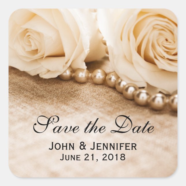 Adesivo Quadrado Rosas e pérolas (Frente)