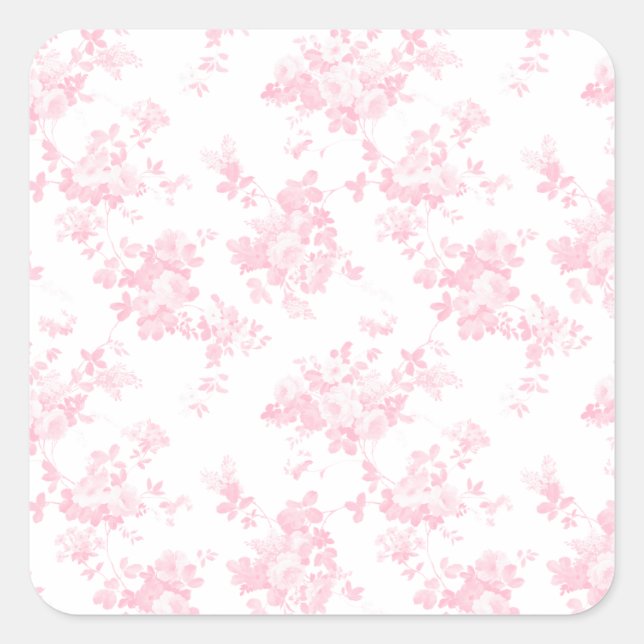 Adesivo Quadrado Rosas florais elegantes cor-de-rosa (Frente)