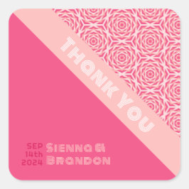 Adesivo Quadrado Rosas Geométricos Vinheta de Casamento Vermelho