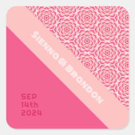 Adesivo Quadrado Rosas Geométricos Vinheta de Casamento Vermelho