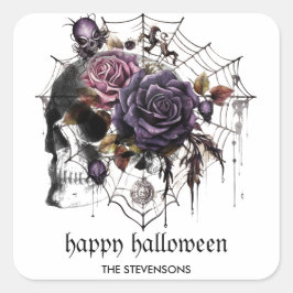 Adesivo Quadrado Rosas góticos simples e festa de Halloween do crân