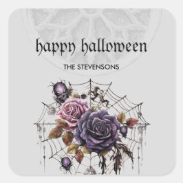 Adesivo Quadrado Rosas góticos simples e festa de Halloween do crân