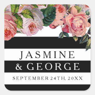 Adesivo Quadrado Rosas largos chiques MODERNOS do vintage de w das