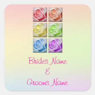 Adesivo Quadrado Rosas Macro Rainbow Stickers