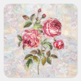 Adesivo Quadrado Rosas Pink Suaves em Fundo Texturizado
