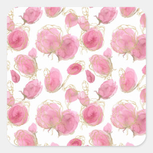 Adesivo Quadrado Rosas rosa
