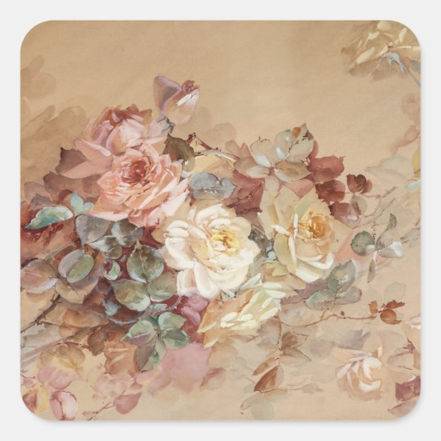 Adesivo Quadrado Rosas rosa e amarelas - Franz Bischoff (Frente)