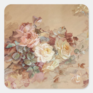 Adesivo Quadrado Rosas rosa e amarelas - Franz Bischoff