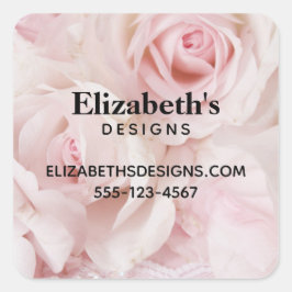 Adesivo Quadrado Rosas Rosa Vintage - Negócios de Buquês Elegantes