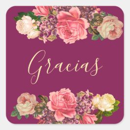 Adesivo Quadrado Rosas Rosas, peonías y violetas