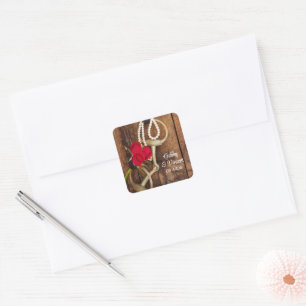 Adesivo Quadrado Rosas vermelhas e casamento ocidental do país do