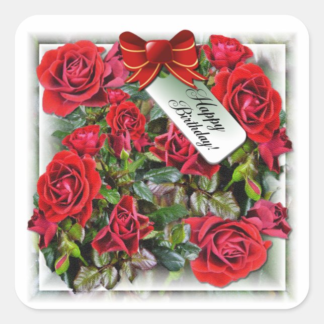 Adesivo Quadrado Rosas vermelhas ~ Praça Sticker # £ (Frente)