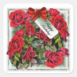 Adesivo Quadrado Rosas vermelhas ~ Praça Sticker # £