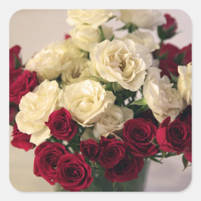 Adesivo Quadrado Rosas vermelhos e brancos (Frente)