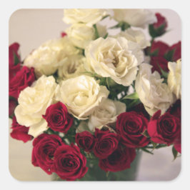 Adesivo Quadrado Rosas vermelhos e brancos