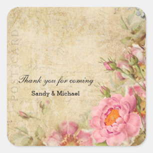 Adesivo Quadrado Rosas Vintage