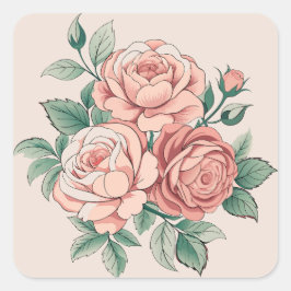 Adesivo Quadrado Rosas Vintage