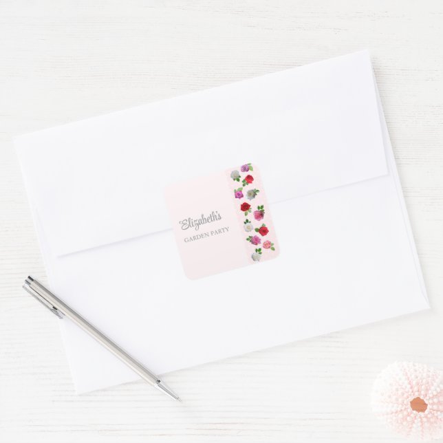 Adesivo Quadrado Rose Garden Party Bridal Shower (Envelope)