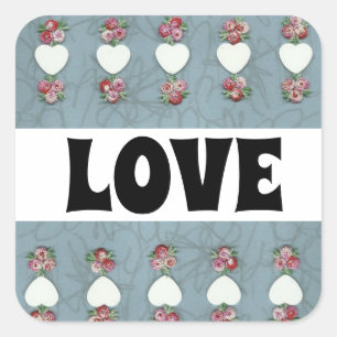 Adesivo Quadrado Rosebuds & Hearts Love