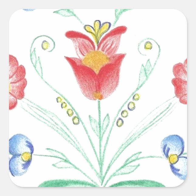 Adesivo Quadrado Rosemaling by Neeter (Frente)