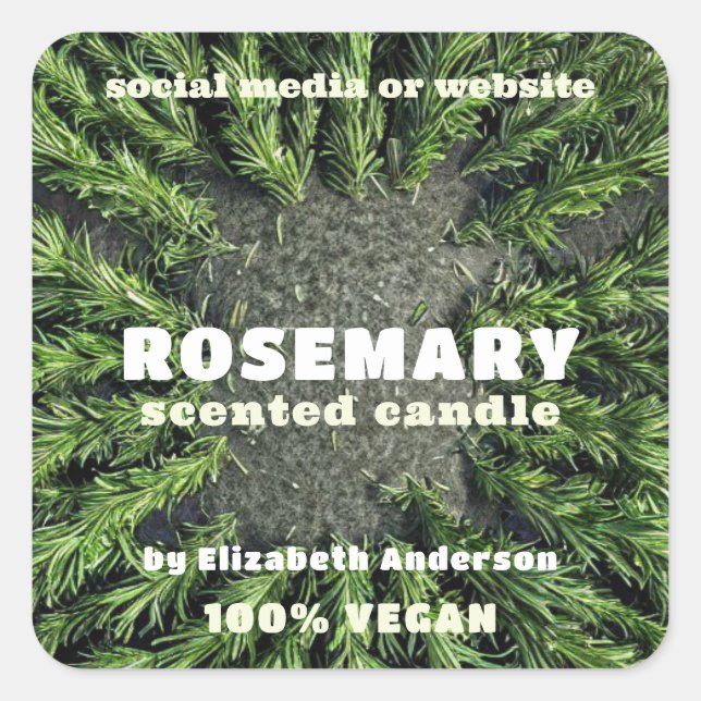 Adesivo Quadrado Rosemary Candle Square Sticker (Frente)
