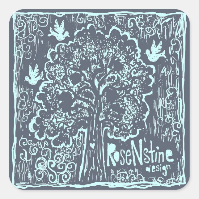 Adesivo Quadrado RoseNstine Stickers (Frente)