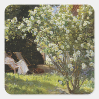 Adesivo Quadrado Roses. Marie Krøyer seated in the deckchair