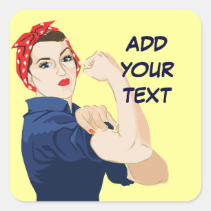 Adesivo Quadrado Rosie Riveter Personalizável