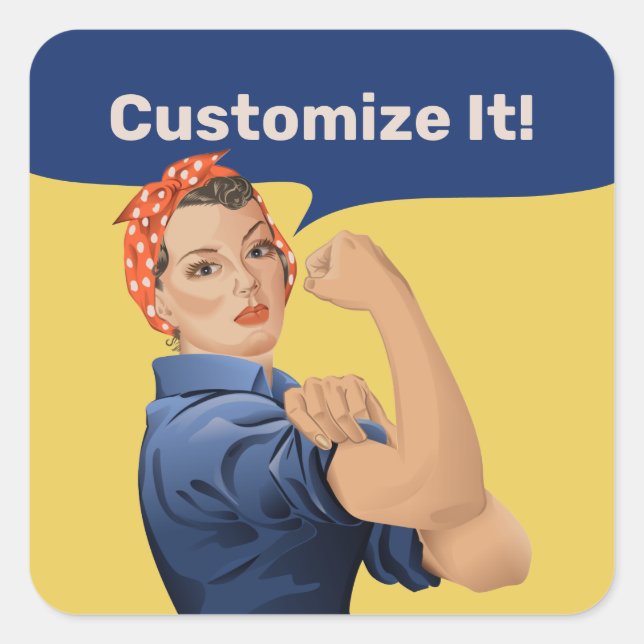 Adesivo Quadrado Rosie the Riveter (Frente)