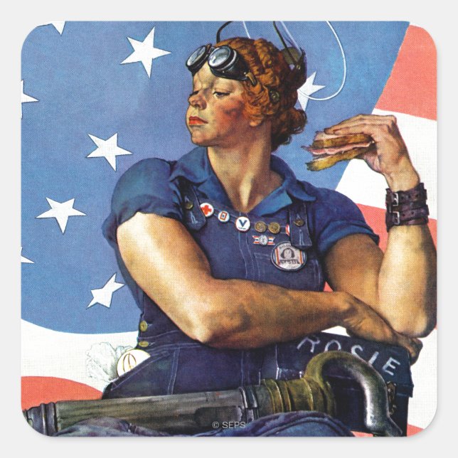 Adesivo Quadrado "Rosie the Riveter" (Frente)
