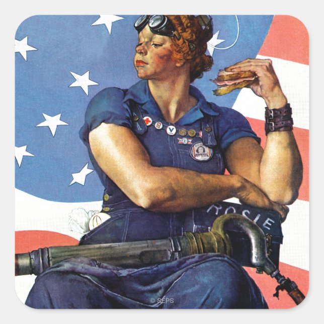 Adesivo Quadrado Rosie the Riveter (Frente)
