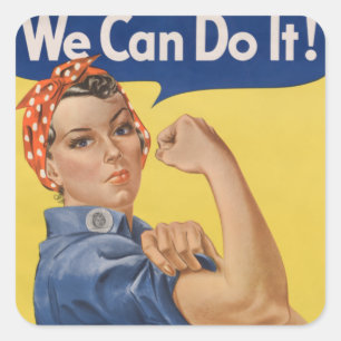 Adesivo Quadrado Rosie the Riveter: Forte Empoderamento feminino
