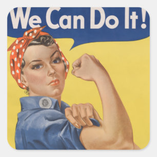 Adesivo Quadrado Rosie the Riveter: Forte Empoderamento feminino