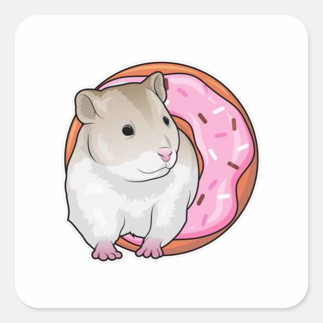 Adesivo Quadrado Rosquinha de Hamster (Frente)