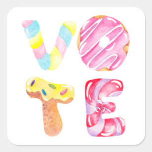 Adesivo Quadrado Rosquinhas divertidas e doces vão votar