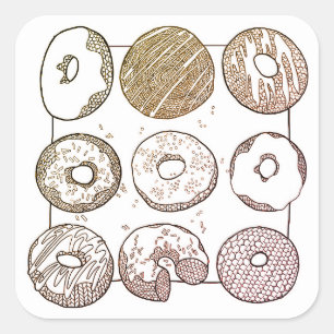 Adesivo Quadrado Rosquinhas do KNIT Vinhetas Quadradas Grandes