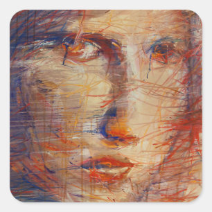Adesivo Quadrado Rosto Abstrato