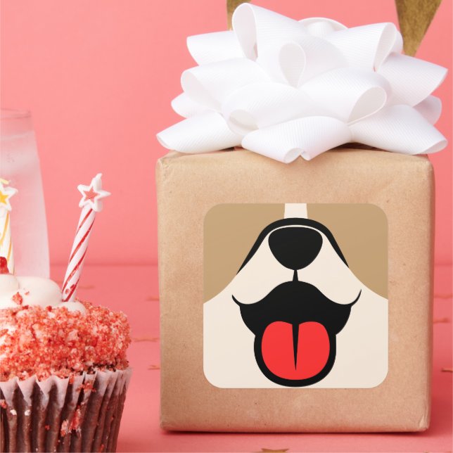 Adesivo Quadrado Rosto de Cachorro (Festa)