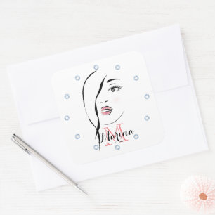 Adesivo Quadrado rosto de menina, glamouroso, face, moderno persona