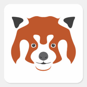ADESIVO QUADRADO ROSTO DE PANDA VERMELHA