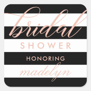 Adesivo Quadrado Rosto Moderno Script Listras Pretas Chuveiro de No