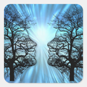 Adesivo Quadrado Rostos em Árvores parecem nervos cerebrais