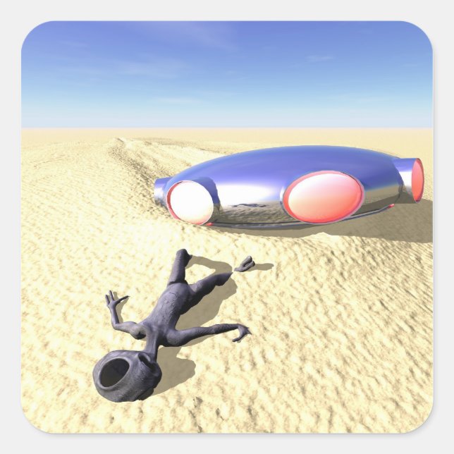 Adesivo Quadrado Roswell Como Vinheta De Crash OFO (Frente)