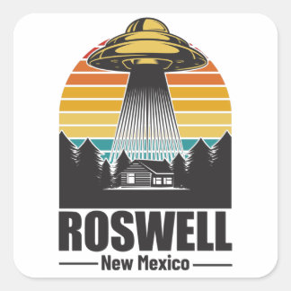 Adesivo Quadrado Roswell New Mexico Funny Alien UFO Gift