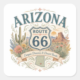 Adesivo Quadrado Rota 66 do Arizona Arte Feminina de Viagem pelo De