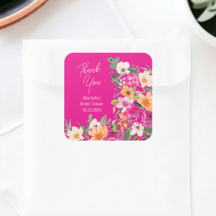Adesivo Quadrado Roteiro de chuveiro de noiva com flores silvestres