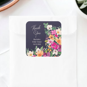 Adesivo Quadrado Roteiro de flores silvestres brilhantes e ousadas 