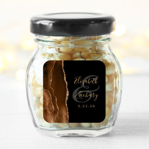 Adesivo Quadrado Roteiro de Geodo de Ágata Mocha Marrom Dourado Pre