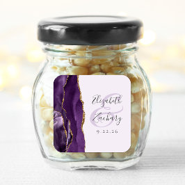 Adesivo Quadrado Roteiro de Geodo de Ágata Roxo Dourado Lavanda Cas